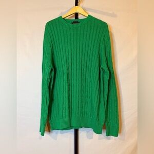 Piombo Men’s XXL Green Cotton Cable Knit Sweater – Classic Knitwear